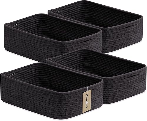 Miniatura 11 de Cestas organizadoras grandes poco profundas de 15 x 11 x 5.1 pulgadas, contenedores de almacenamiento tejidos de cuerda para baño, estantes, armario