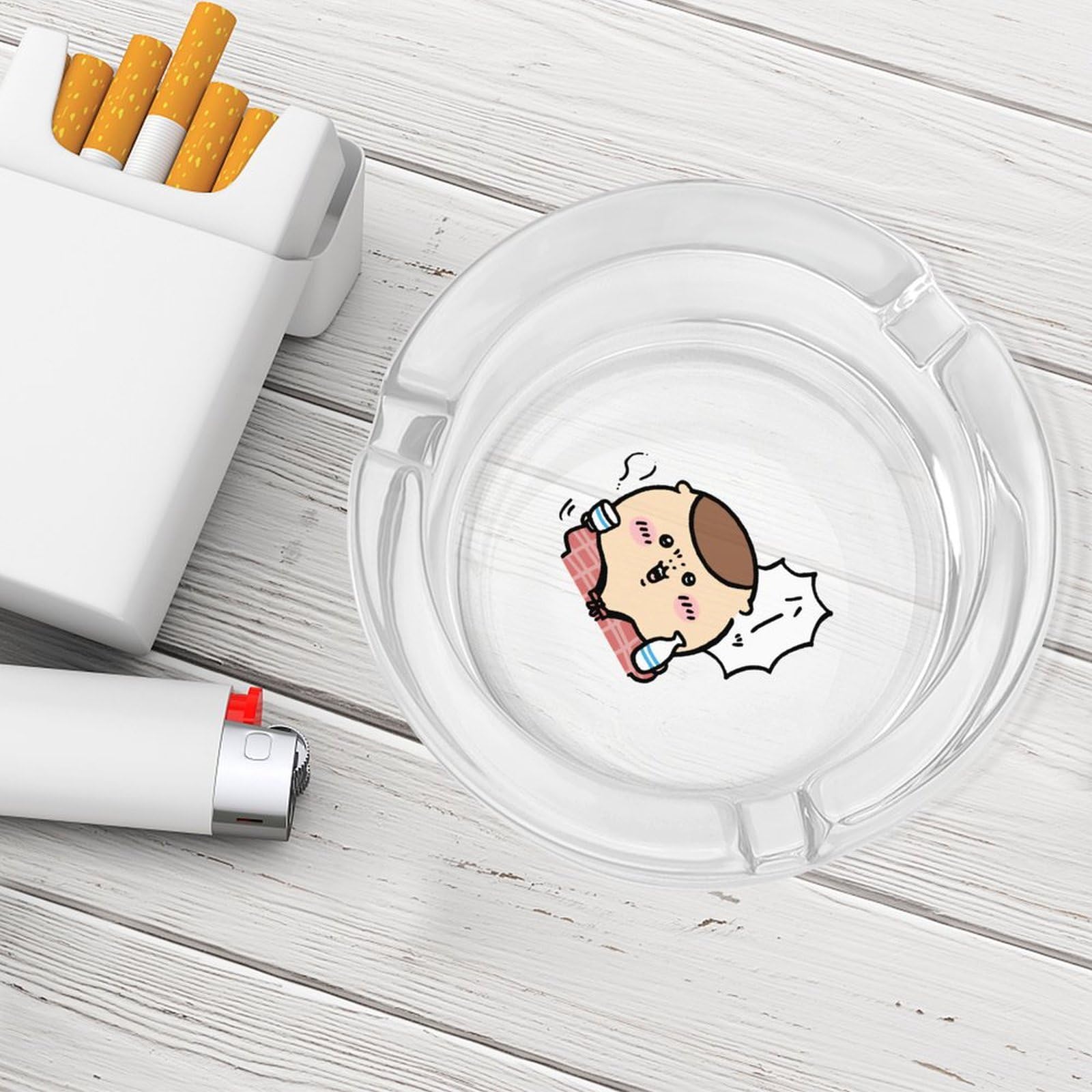 Amazon.co.jp: 灰皿 ガラス ちいかわ くりまんじゅう 大容量 卓上灰皿