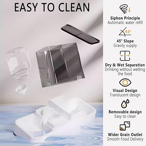 Miniatura 8 de kathson Gravity - Dispensador automático de alimentos y agua para gatos, bebedero automático para perros, 2 en 1, juego de cuencos de agua y