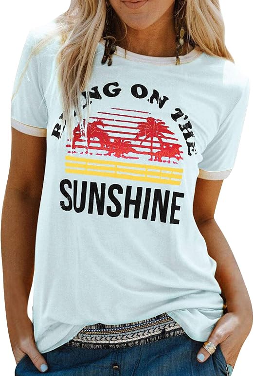 T Shirt Maglietta Girocollo Manica Corta Donna Estiva Elegante Camicia  T-Shirt da Donna Divertenti Lettera Stampata a Maniche Corte Maglietta  Estiva Donna Moda Top : Amazon.it: Abbigliamento