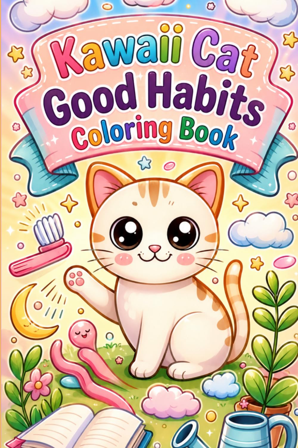 Kawaii Cat Good Habits Coloring Book: Cute and Fun Coloring Pages That Teach Kindness, Cleanliness, Healthy Routines, and Positive Behavior for Kids Ages 4–8