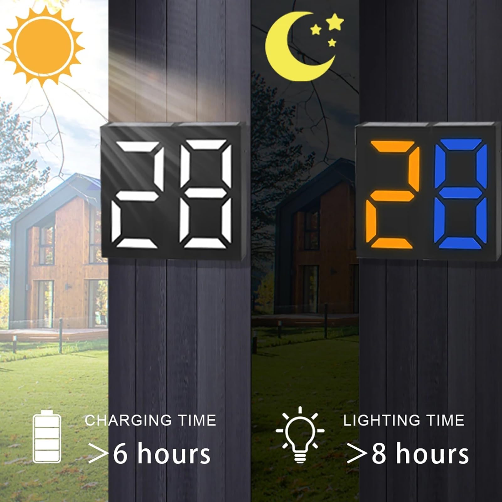 Lampada solare a LED per numeri civici, illuminazione ad alta efficienza energetica per porte esterne