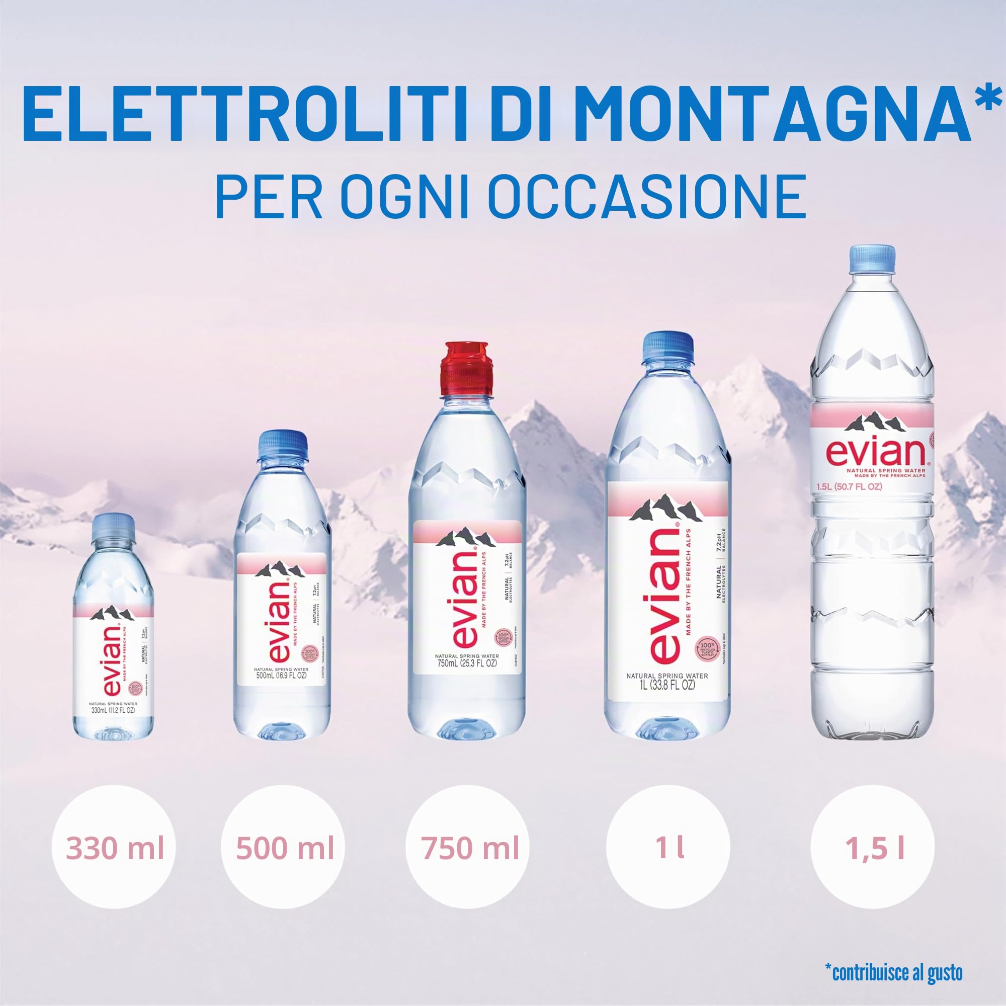Evian - Acqua di sorgente naturale (una confezione da 12 bottiglie singole, ogni bottiglia è 1 litro) acqua di sorgente filtrata naturalmente in bottiglie grandi