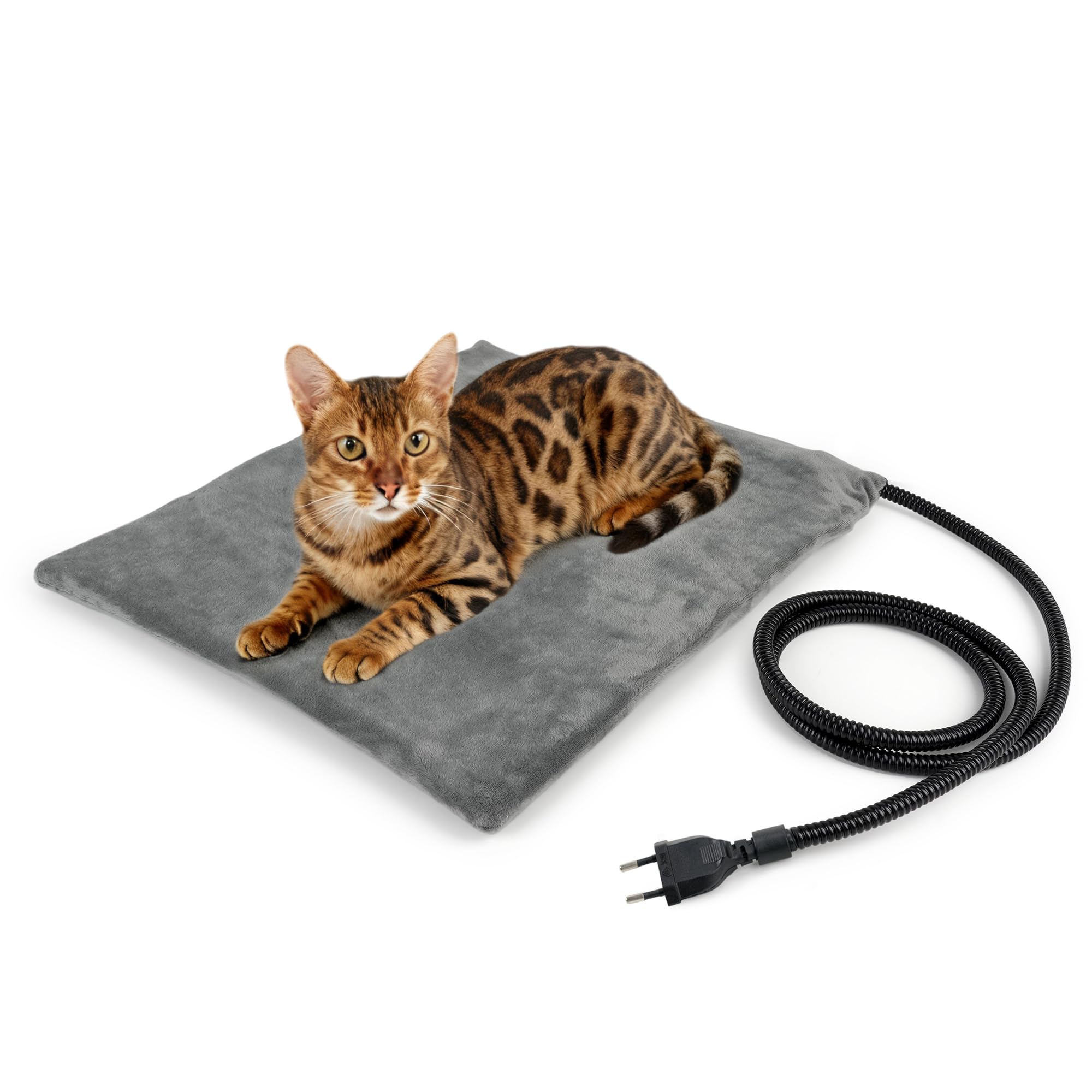NICREW Haustier Heizkissen für Katze Hund 45 x 40cm, Elektrisches Heizkissen mit Anti-Bite-Schlauchwickel Kabel, Grau, 30 W