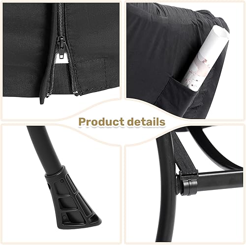 Miniatura 5 de HollyHOME Silla perezosa con otomana plegable, sillón cómodo y reposapiés plegable, sofá de ocio silla de lectura y reposapiés para sala de estar,