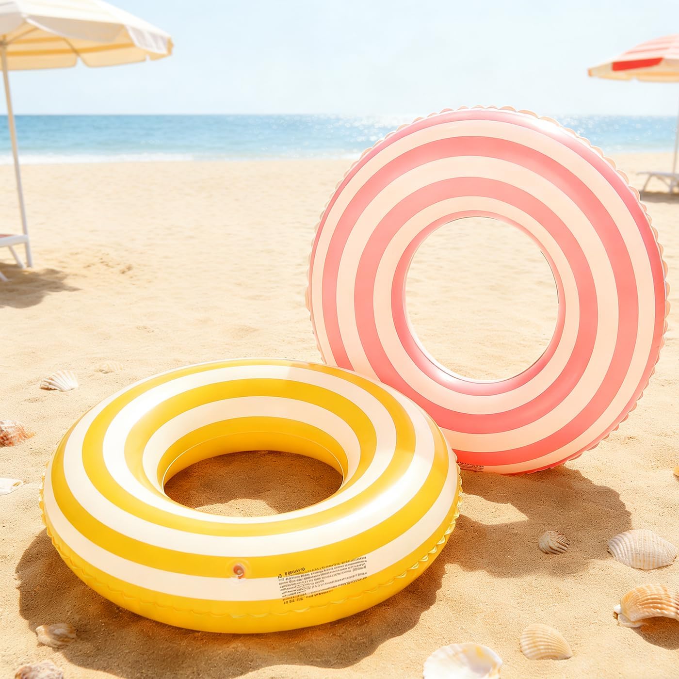 2PCS Floats for Adults Rings Lollipop Striped Pool Float Large Swim Ring for Adults,35 Inch Classic Striped Teens Adult Inner Tubes Summer Beach Bachelorette Party