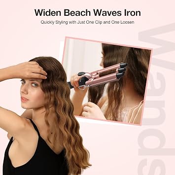5 in 1 Curling Wand Set - Triple Barrel Hair Wavers and Interchangeable Ceramic Curler Wand, 30s Fast Heat-up for All Hair Types