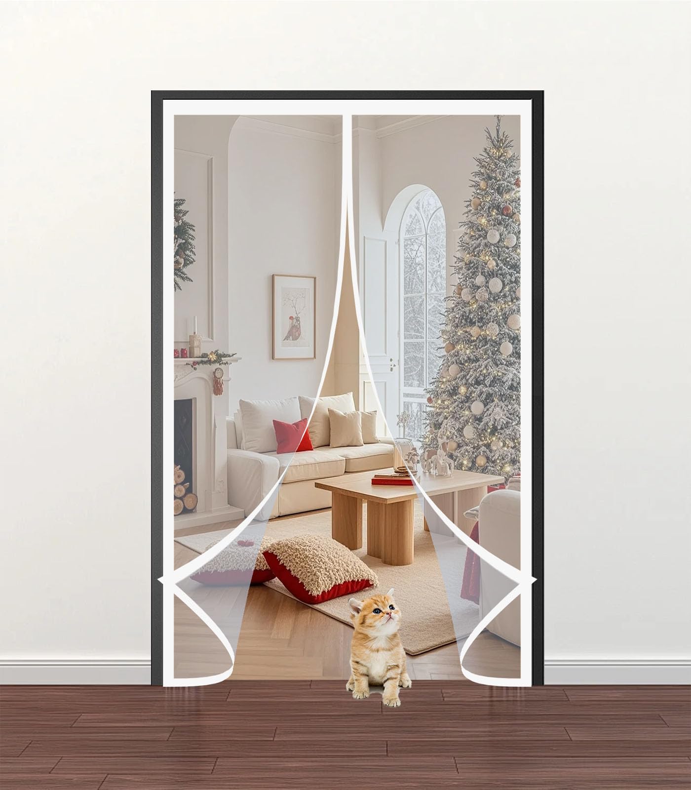 Thermo Türvorhang 130 x 213 cm Geräuschisolierung Winddicht Wasserdicht Haustierfreundlich Transparent, Magnetischer Türvorhang für Klimaanlagen Haustür Küchentür, A
