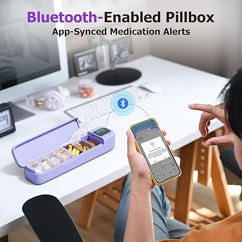 Miniatura 2 de Daviky - Pastillero inteligente con alarma, pastillero Bluetooth una vez al día, 7 días con aplicación, pastillero de viaje semanal, recordatorio de