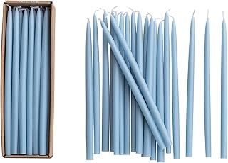 Creative Co-Op 24-Piece Unscented Thin Taper Candles in Box, Light Blue