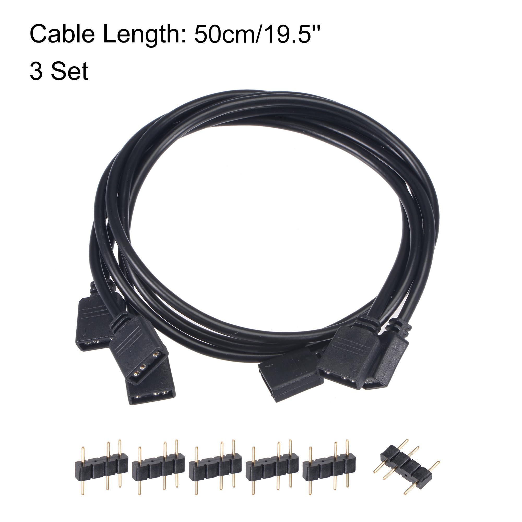 PATIKIL ARGB 50cm Wyprowadzenie Kabel, 3 Zestaw 1 do 1 Kobieta z 3P Złącze dla 5050 3528