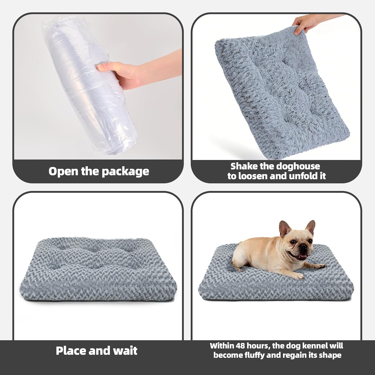 Large Dog Bed Deluxe Plush, Washable Big Dog Beds, Indestructible Dog Crate Pad, Anti-Slip Soft Pet Bed, Comfy Kennel Pad for Large, Jumbo, Small, Medium Dogs Extra, 35"x 23"-XL, Dark Gray