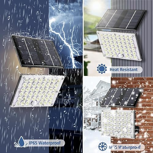 Miniatura 6 de AMALEKO Paquete de 2 luces solares con sensor de movimiento para exteriores, 184 LED brillantes de 9000 K, luces de inundación para exteriores, del