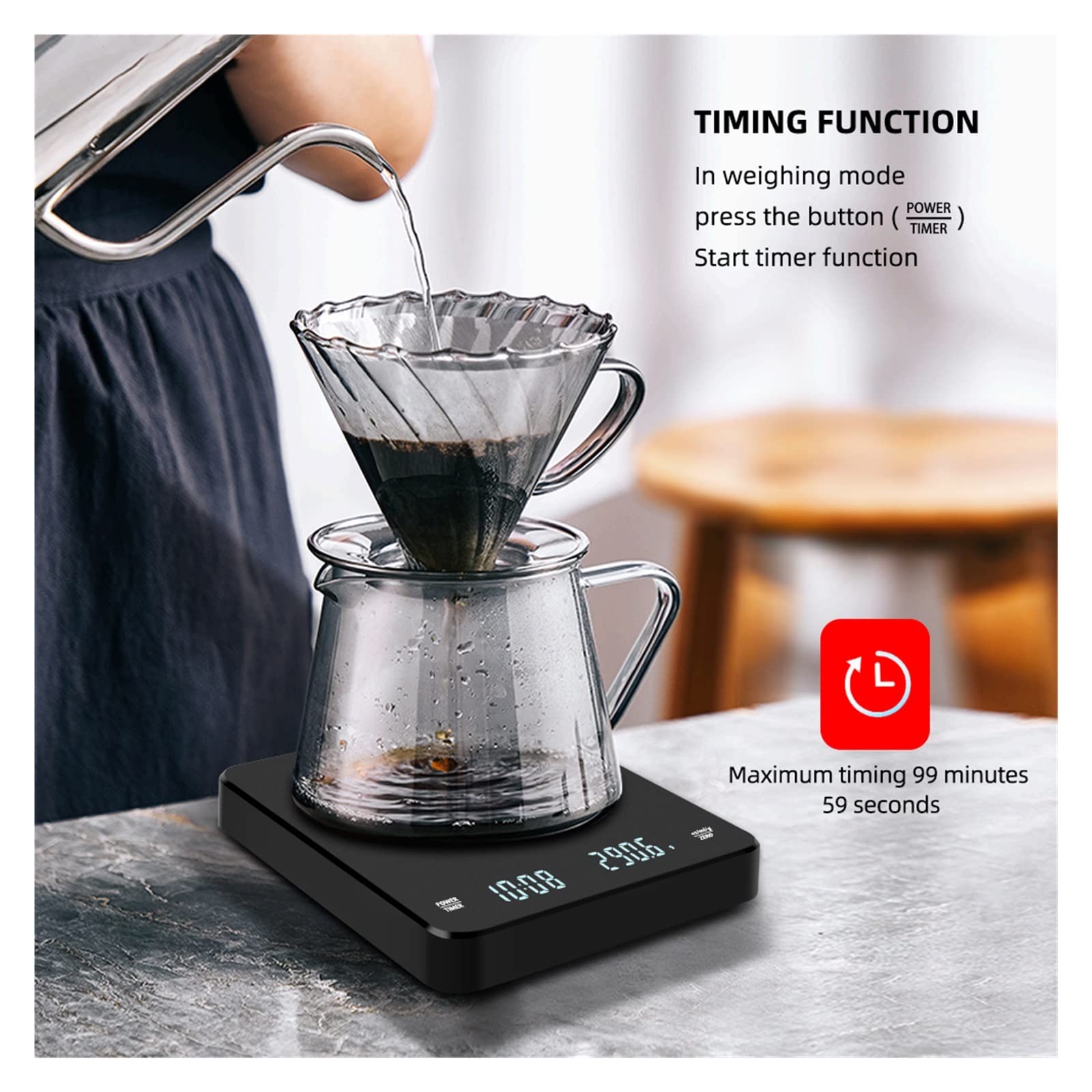 3 Kg/0.1g LED Écran Caché Minuterie Numérique Goutte À Balance Café Électronique De Haute Précision Cuisine Domestique Charge USB Mesure Précise Effort