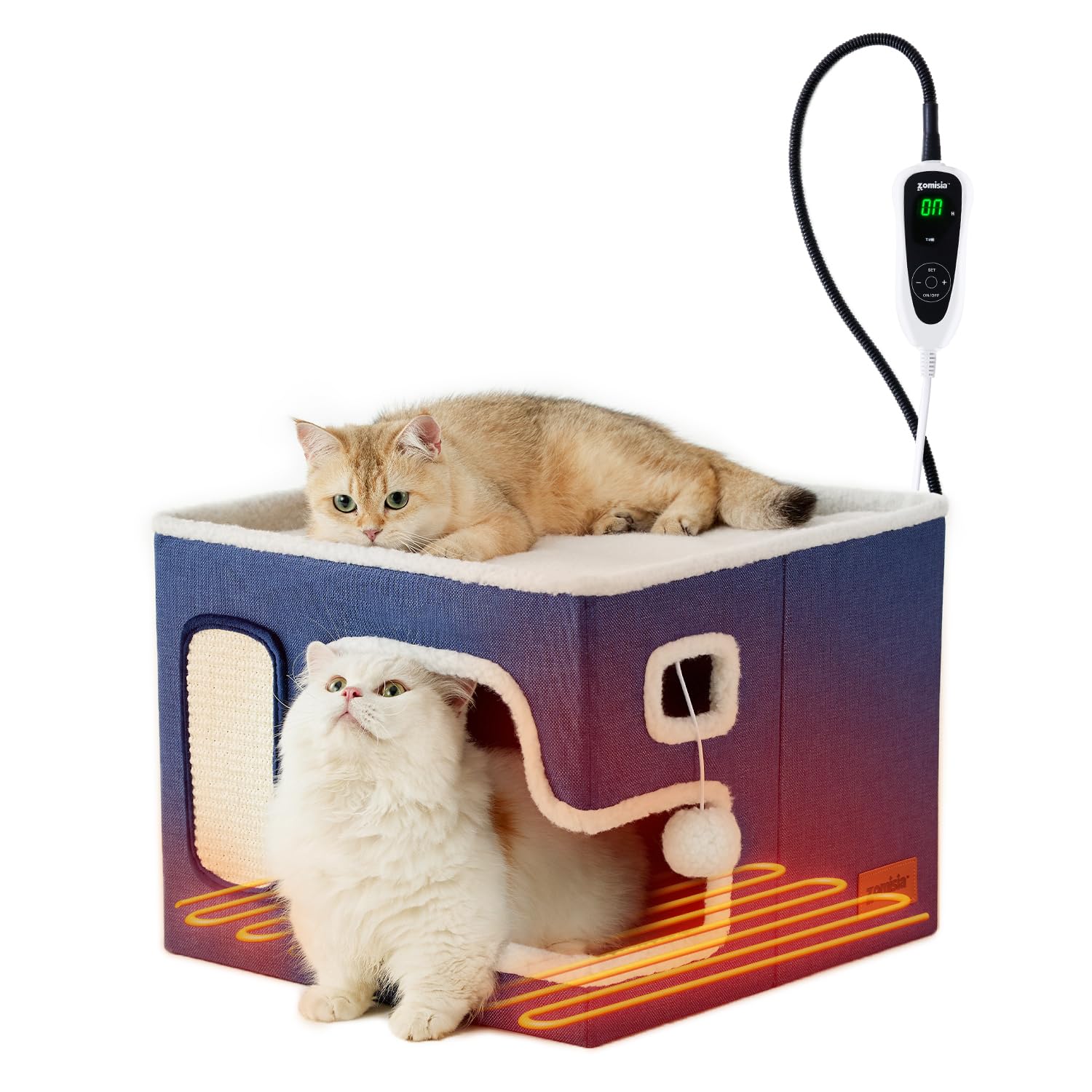 Lit chauffant pour chat d'intérieur pliable et idéal au salon en hiver