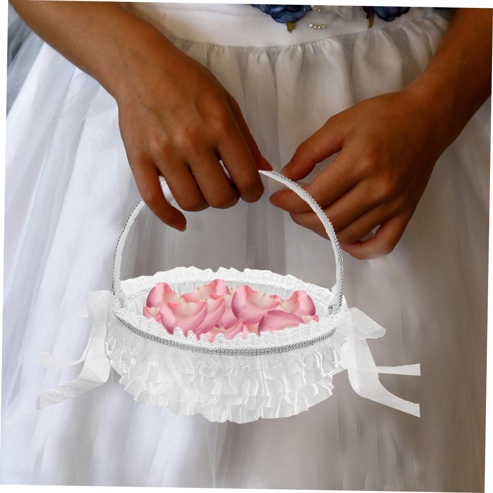 IMIKEYA Panier de Demoiselle Honneur Panier de Fleurs Mariage pour Demoiselle Honneur