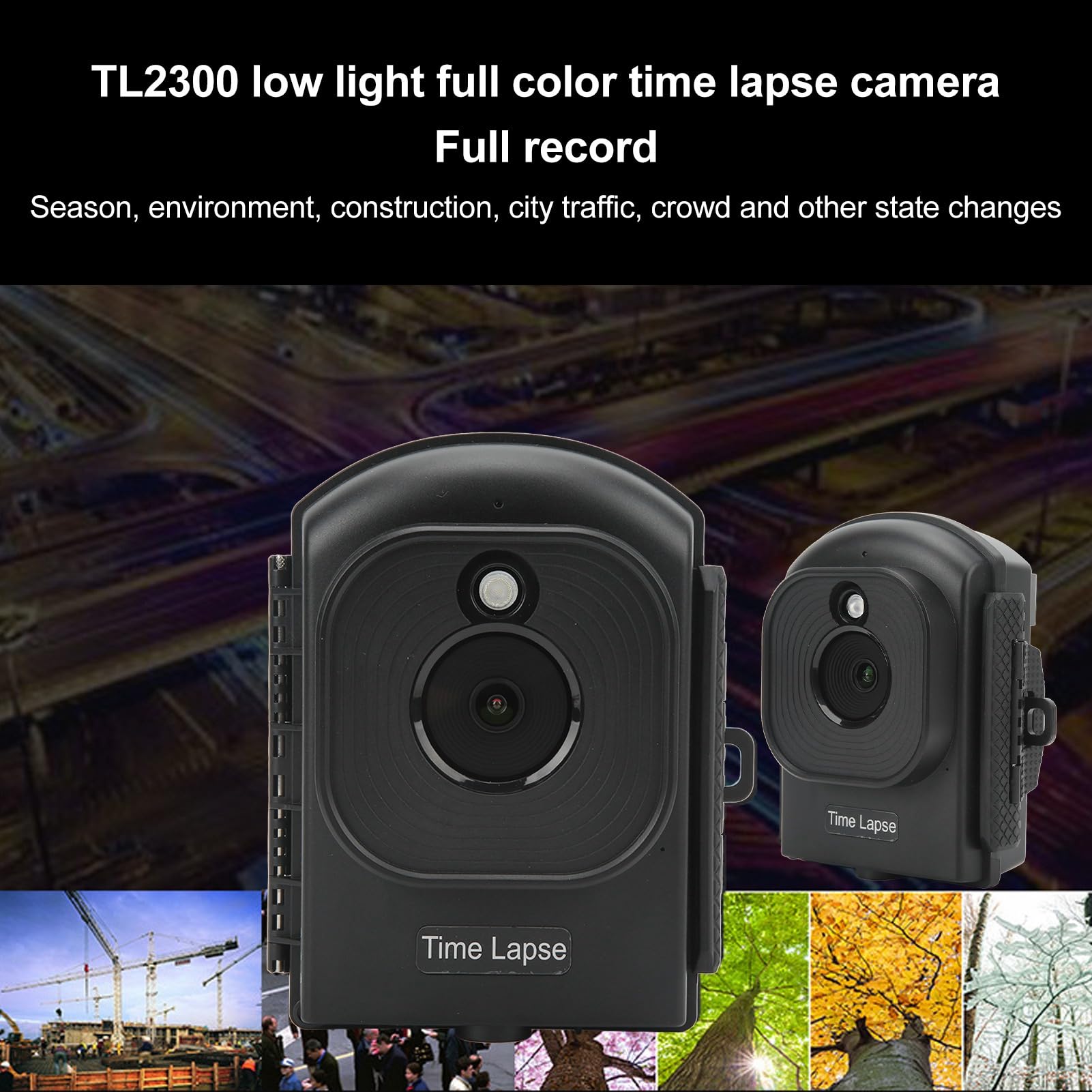 flexman Time Lapse Camera, 1080P HD 120° Wide Angle Outdoor Water Proof Timelapse Camera with 2.4 TFT Screen Low Light Full Color Wide Angle Lens for Construction Weather Plant