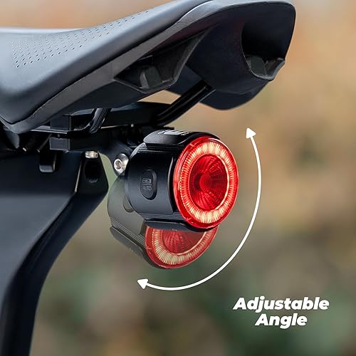 Miniatura 2 de ROCKBROS Luz trasera de bicicleta inteligente, ángulo ajustable y doble montaje luces traseras de bicicleta, cuentas potentes con diseño óptico de