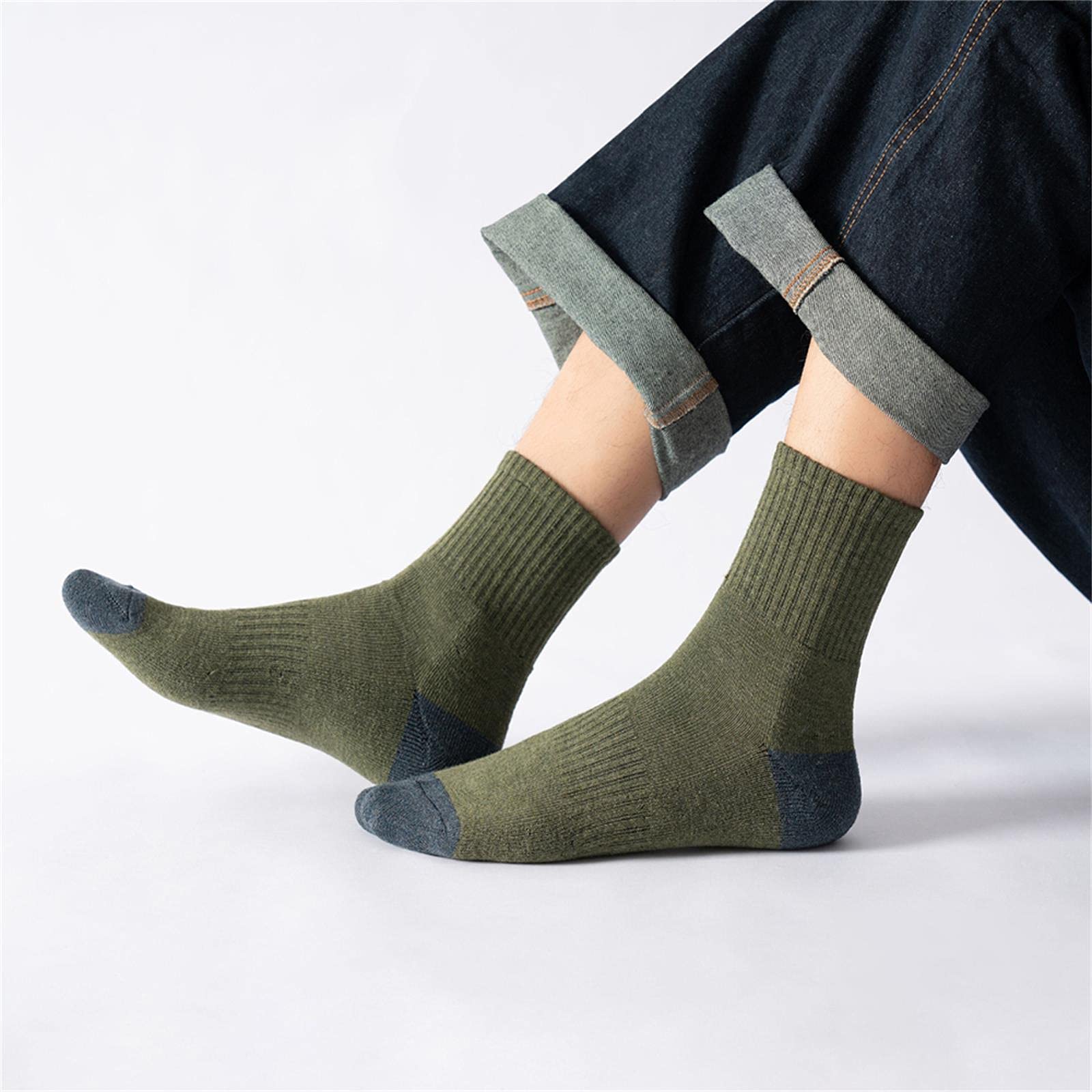 UKKO Calcetines de Hombre Calcetines De Hombre Caliente De Invierno Thicke Terry Transpirable Calcetines Casuales Masculinos-2 Coffee 2 Black 1 Turmeric