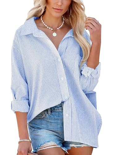 Flowyair Women's Oversized Button Down Shirts Business Casual Long Sleeve