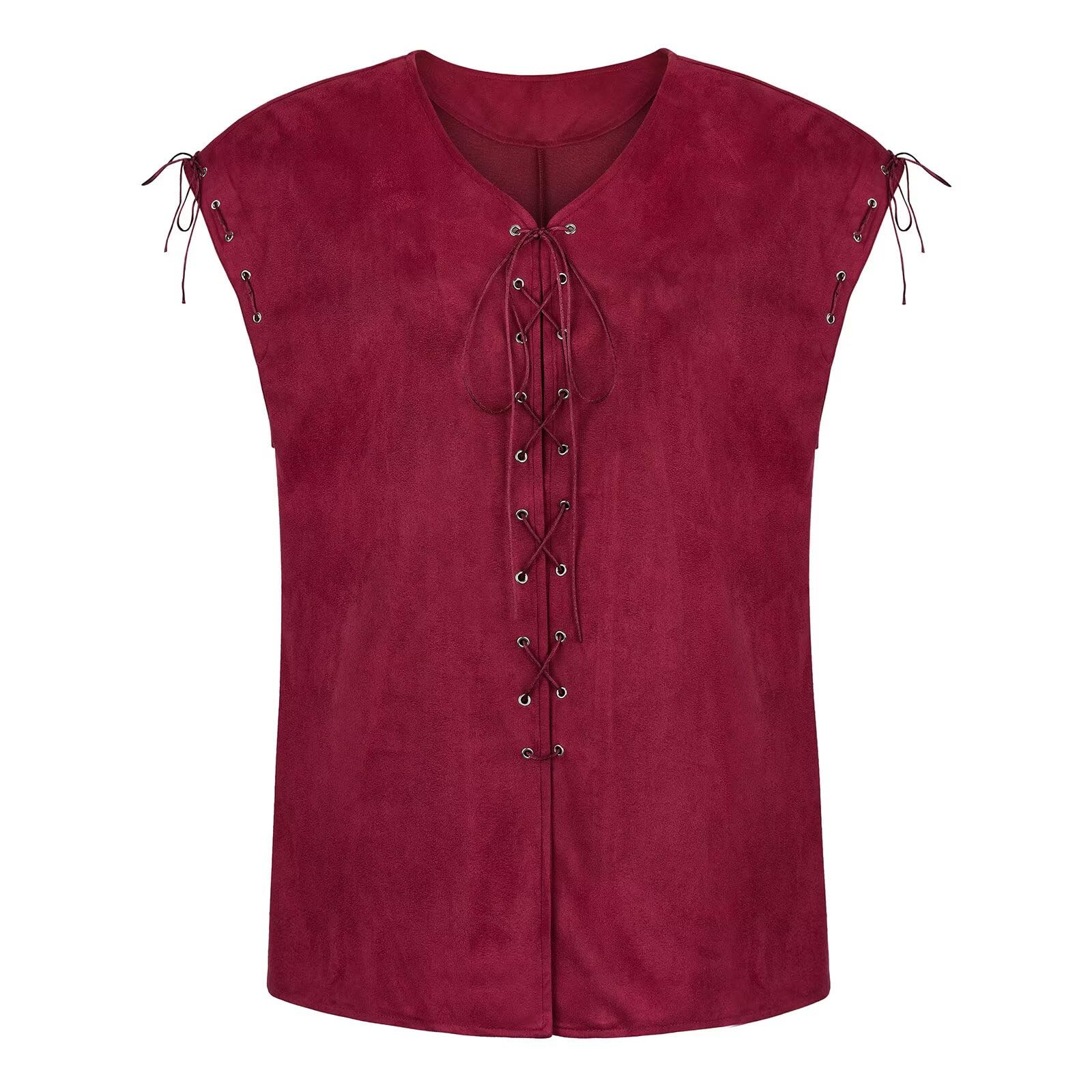 jutrisujo Victorian Suit Vest Steampunk Gothic Pirate Renaissance Costumes Mens Waistcoat Medieval Renaissance Party Wine Red S — image 1