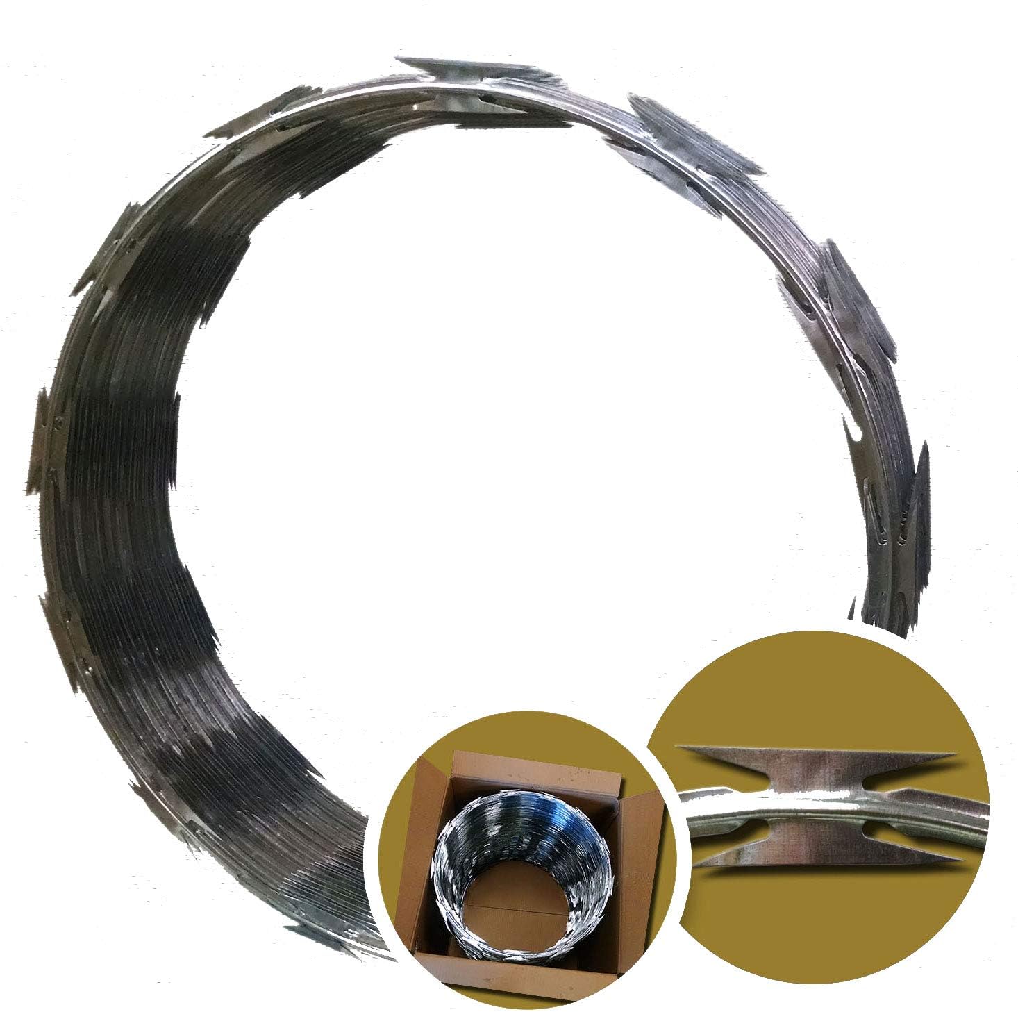 Razor Wire Razor Barbed Tape 18" 50 Feet Per Roll 2 Coils