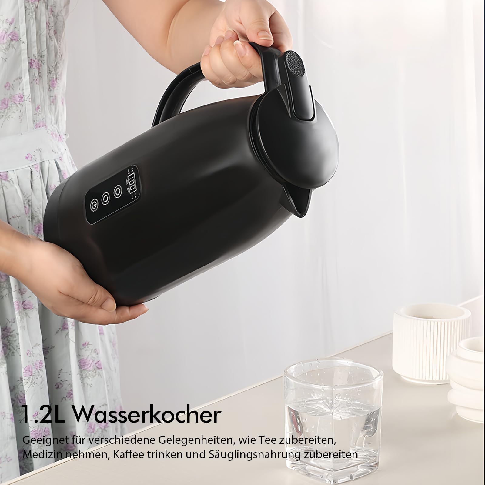 12v - 24v Wasserkocher für Auto, 1,2 Liter Elektrischer Mobiler Wasserkocher Edelstahl mit 12/24 Volt Zigarettenanzünder für Heißwasser Kaffee Tee, Lkw KFZ Reise Camping