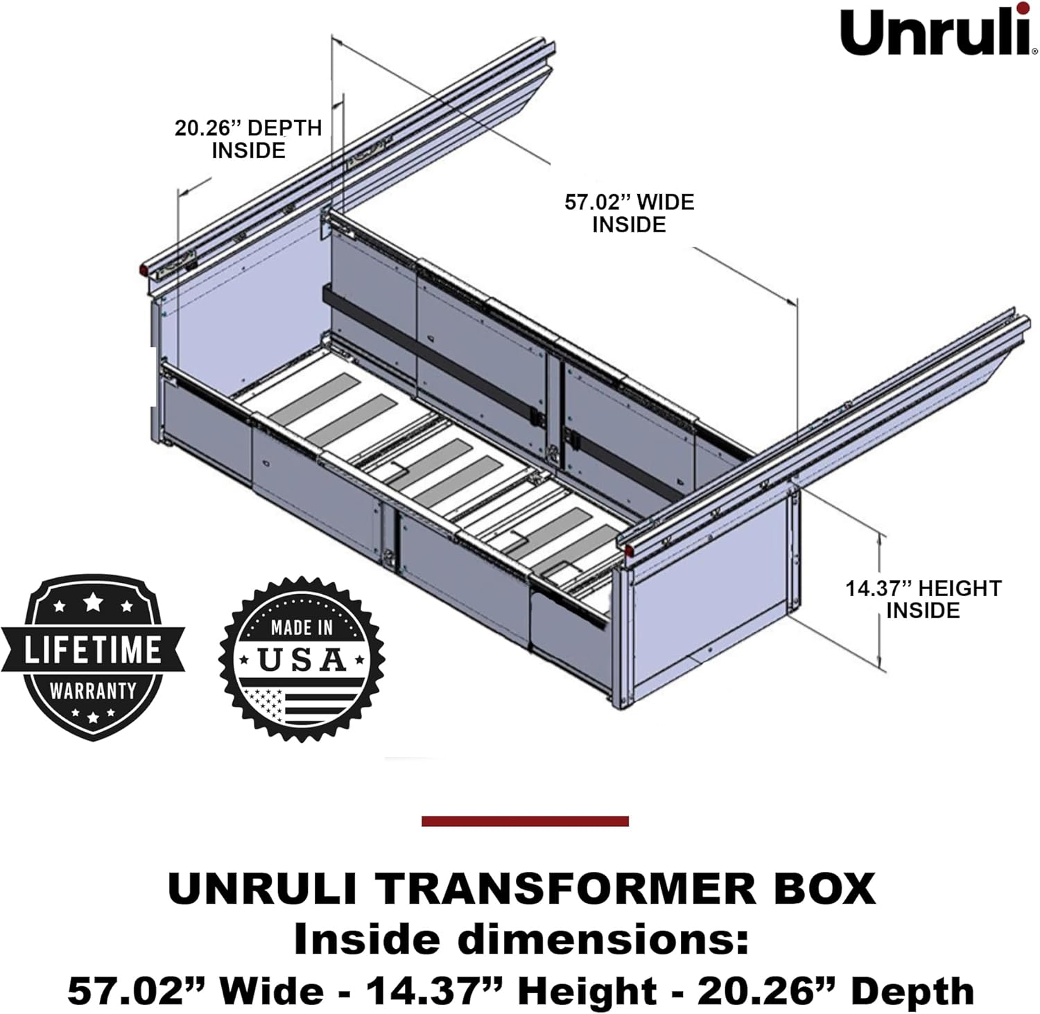 Unruli Transformer® Tonneau Cover with Removable Sliding Cargo Box for Chevy/GMC 1500 Durabed - Years 2019-2025 - 8’ Truck Bed - Pickup Truck Bed Storage Box Secures Small Cargo Under Truck Bed Cover