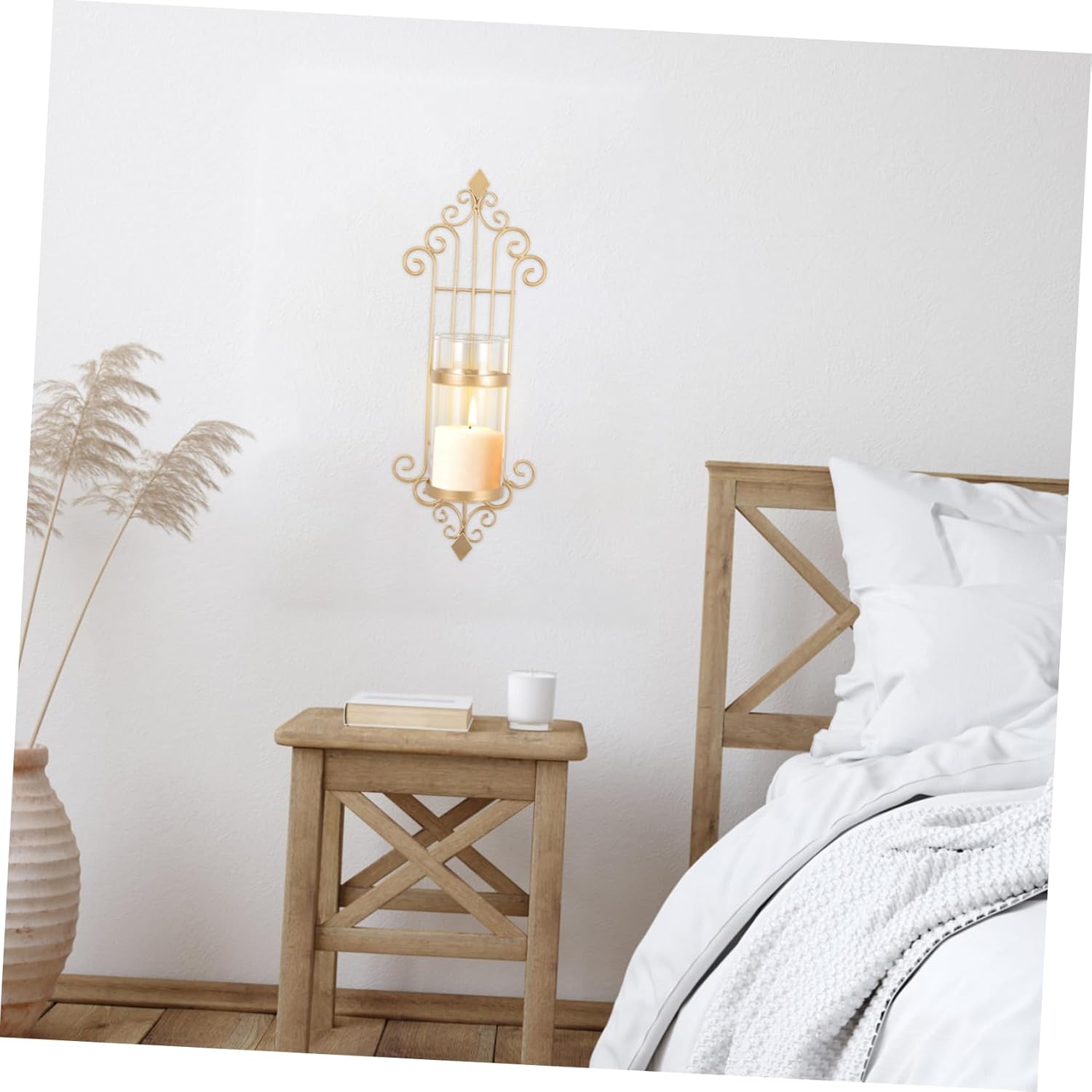 MAGICLULU Stunning Rose Gold Wall Sconce Candle Holder Glass Iron Wall Decor Unique