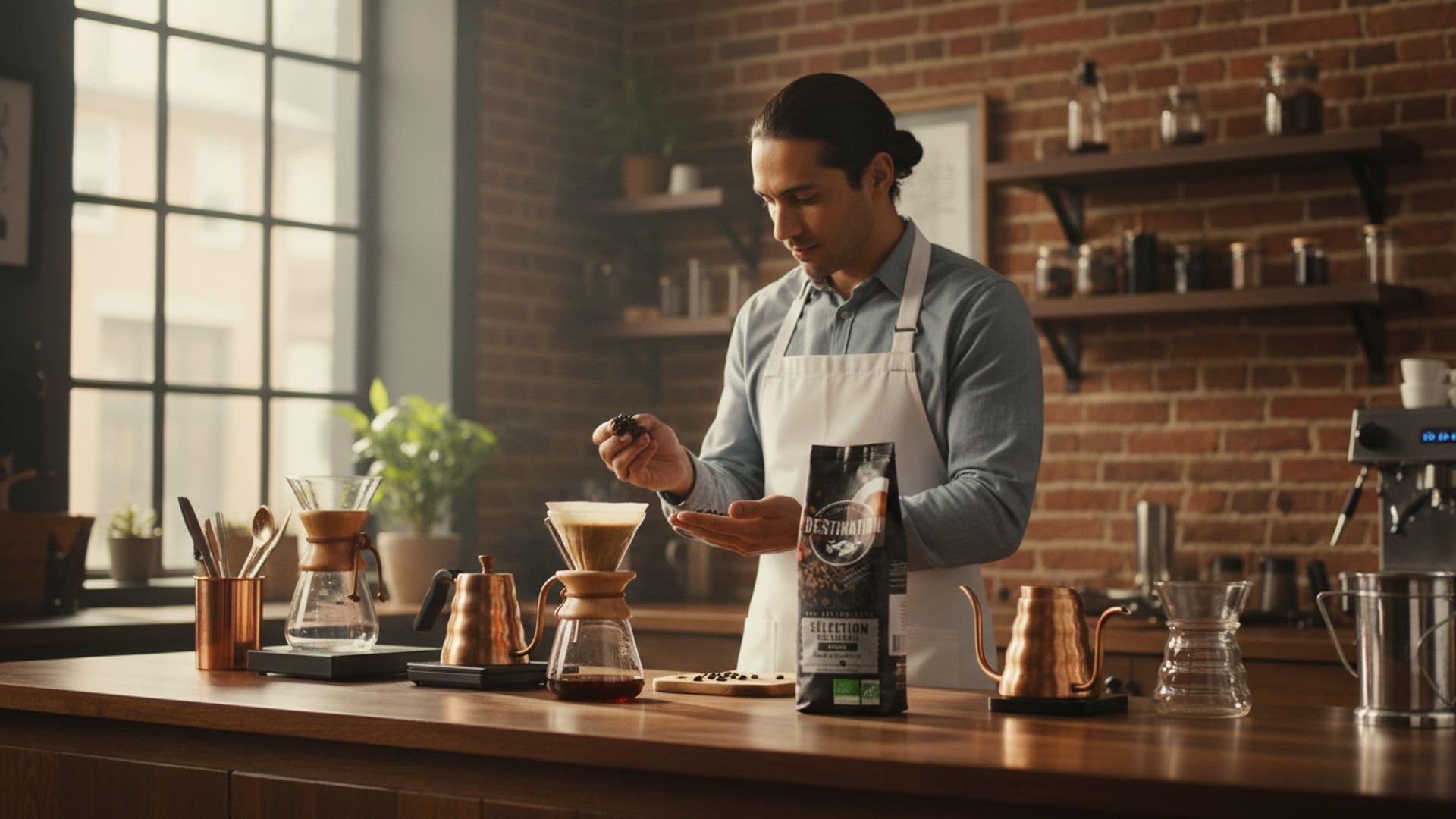 Destination Café Ecológico en Grano 1 kg Café de Especialidad 100% Pur Arábica Orgánico Tostado Artesanalmente Intensidad Alta