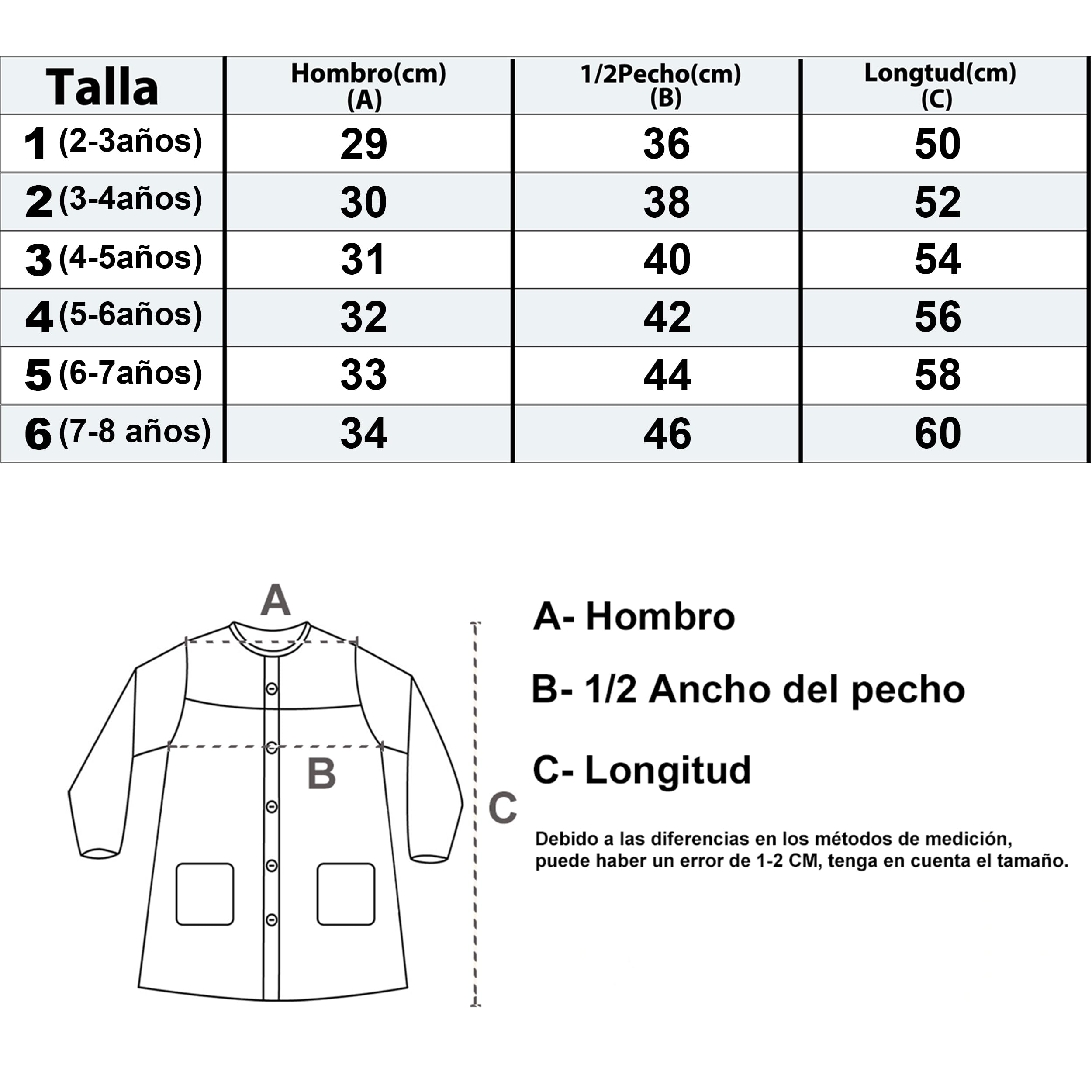 H HANSEL HOME Bata Escolar, Babi Escolar Infantil para Guarderia y Colegio, Bata Escolar Niño Niña con Botones y Cuello