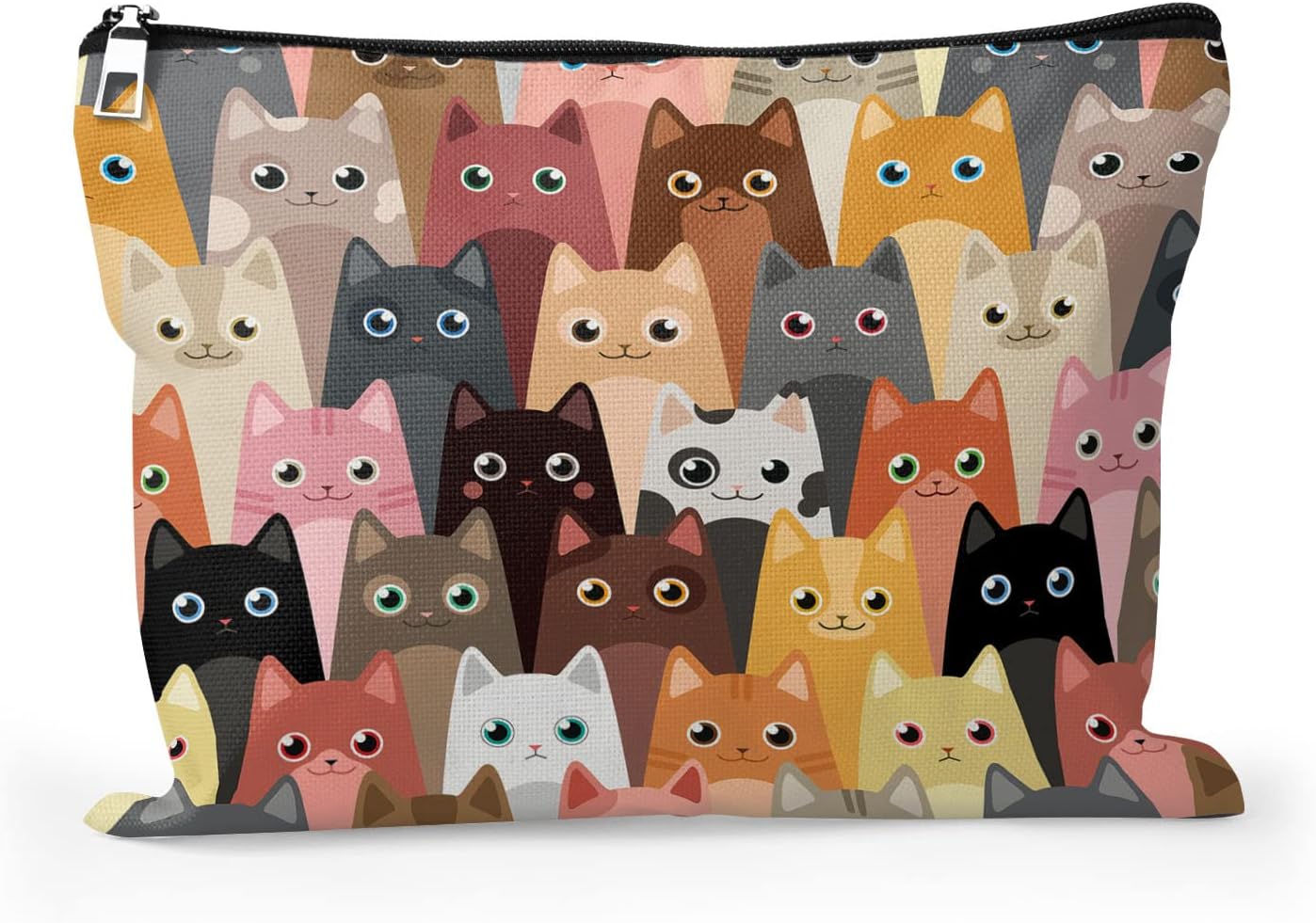 Cafl Cute Cartoon Cat Makeup Bag Colorful Cat Cosmetic Bag