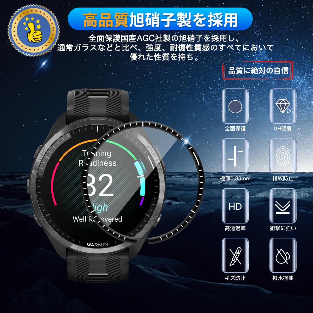 Amazon | 用 Garmin Forerunner 965 フィルム PET複合材 炭素繊維 3D