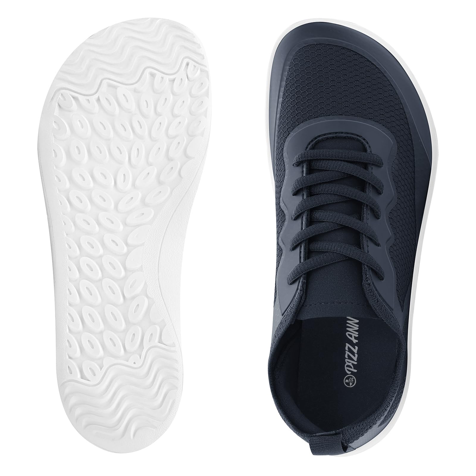 PIZZ ANNU Luna Zapatillas Barefoot Mujer Anchas, Zero Drop Ligeras y Cómodas con Plantilla Extraíble de Memory Foam para Uso Diario