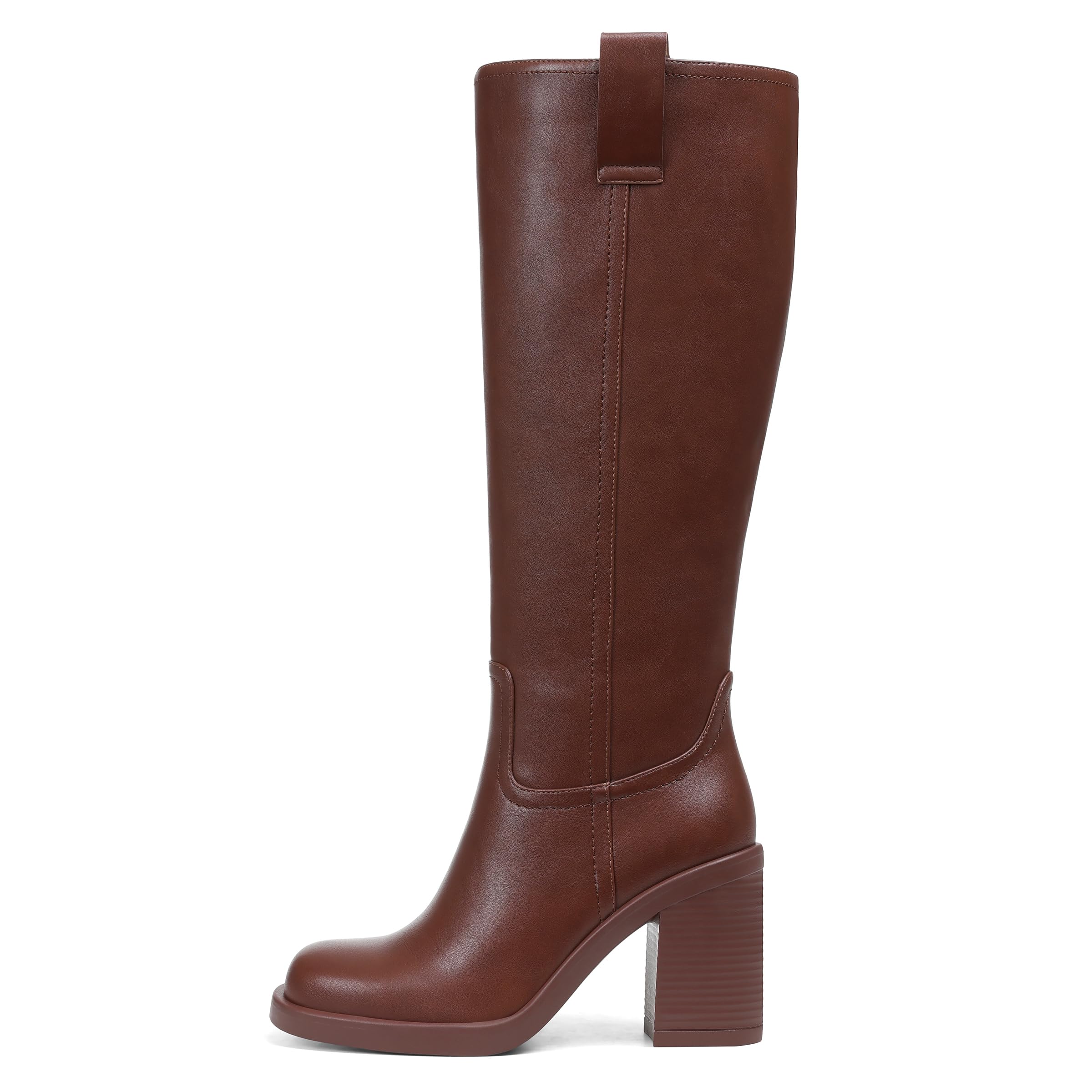 Platform Knee High Boots Women Fashion Fall Chunky Heel Boot Square Toe Half Zip Tall Boots for Concert Club Festival-image-34