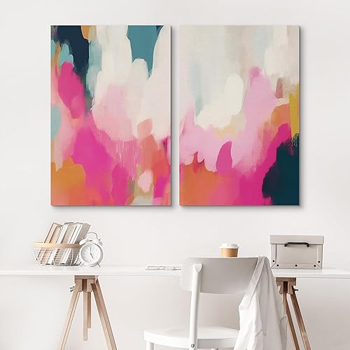 Miniatura 3 de SIGNLEADER Lienzo impreso para pared, juego de arte abstracto dinámico, salpicaduras, ilustraciones llamativas y vibrantes, moderno, relajante,