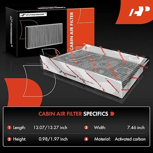 Miniatura 2 de A-Premium Filtro de aire de cabina con carbón activado compatible con los modelos Mercedes-Benz - C230, C240, C280, C32 AMG, C320, C350, C55 AMG,