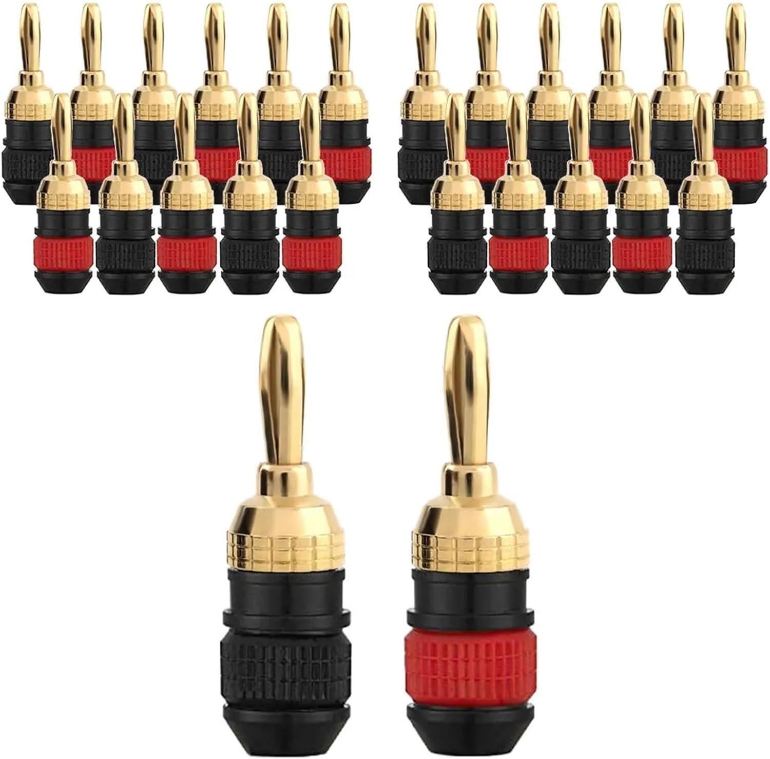 24Pcs 24K Gold Plated Speaker Banana Plugs Amplifiers Audio Speaker Banana Connector for Speaker Cable(2 Pieces)