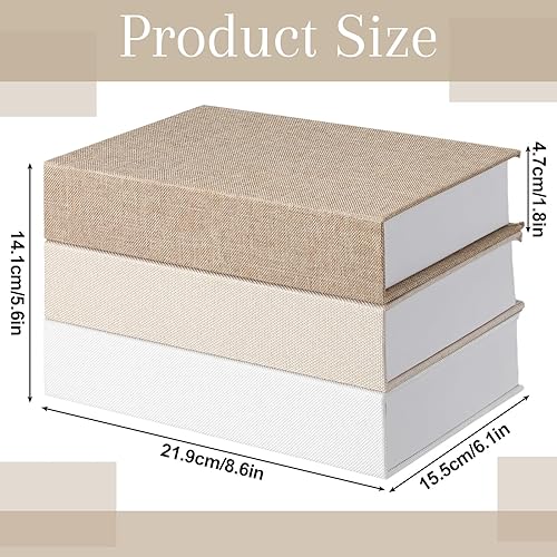 Miniatura 2 de Tioncy Caja de libros de lino neutro para decoración, caja de almacenamiento de libros de imitación moderna para estantería, mesa de café,