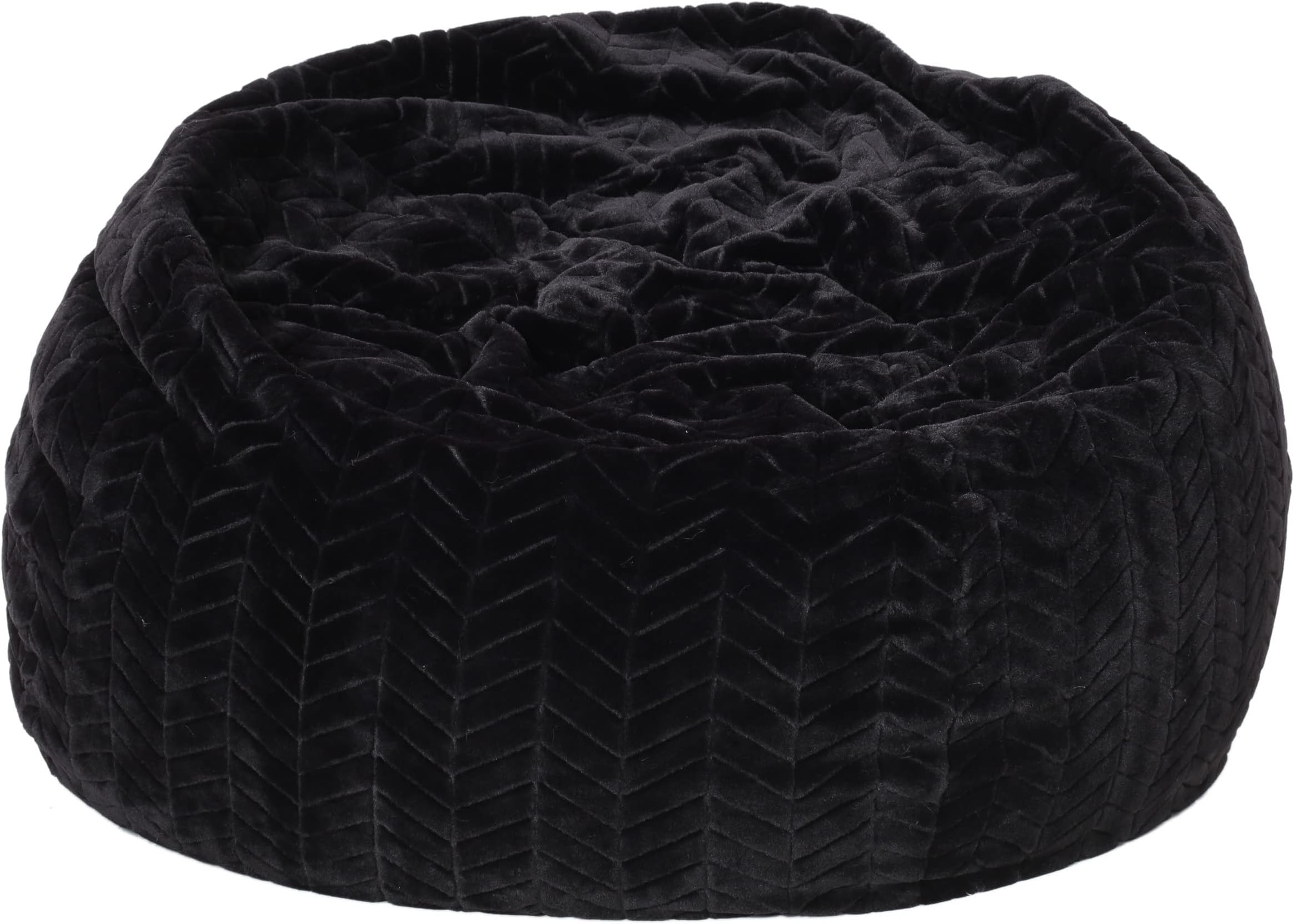 Christopher Knight Home Heavy Metal Inc Meridian Bean Bag Plush Faux Fur Chair | Comfortable and Fun Beanbag for The Whole Family| Non-Spill Memory Foam Filling (Black), Small