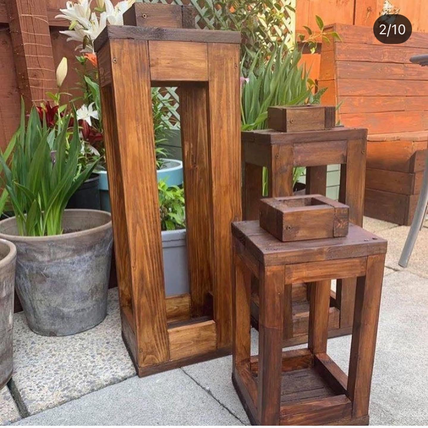 Giant Wooden Floor Lanterns, Indoor Outdoor Decor