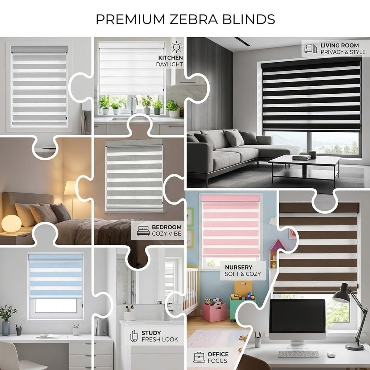 Tenda Zebra Avvolgibile Giorno e Notte Semi Oscurante con Catenella | Tende a Rullo Doppio Tessuto per Tutte le Stanze, Montaggio a Muro con Viti(Beige,110W x 80H cm)