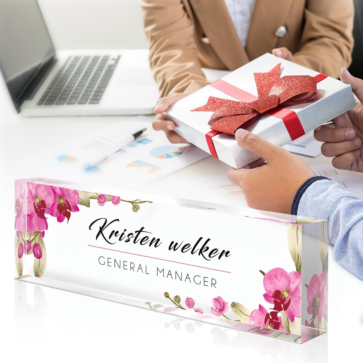 Gowelly Desk Name Plate Personalized, Custom Name Plate for Desk, Personalized Christmas Gifts for Coworkers Desk Decor, Appreciation Office Gifts for Employees, Teacher, Nurse, Social Worker