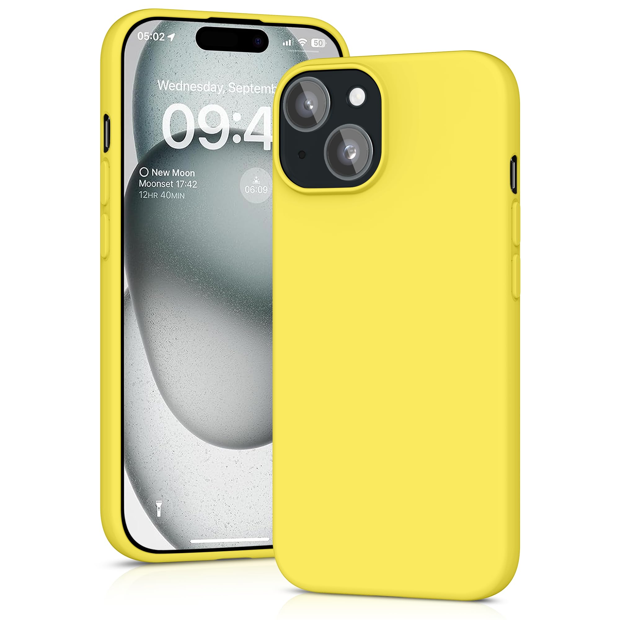 YATWIN Silicone Case for iPhone 15, Soft-Touch, Shockproof, DustProof