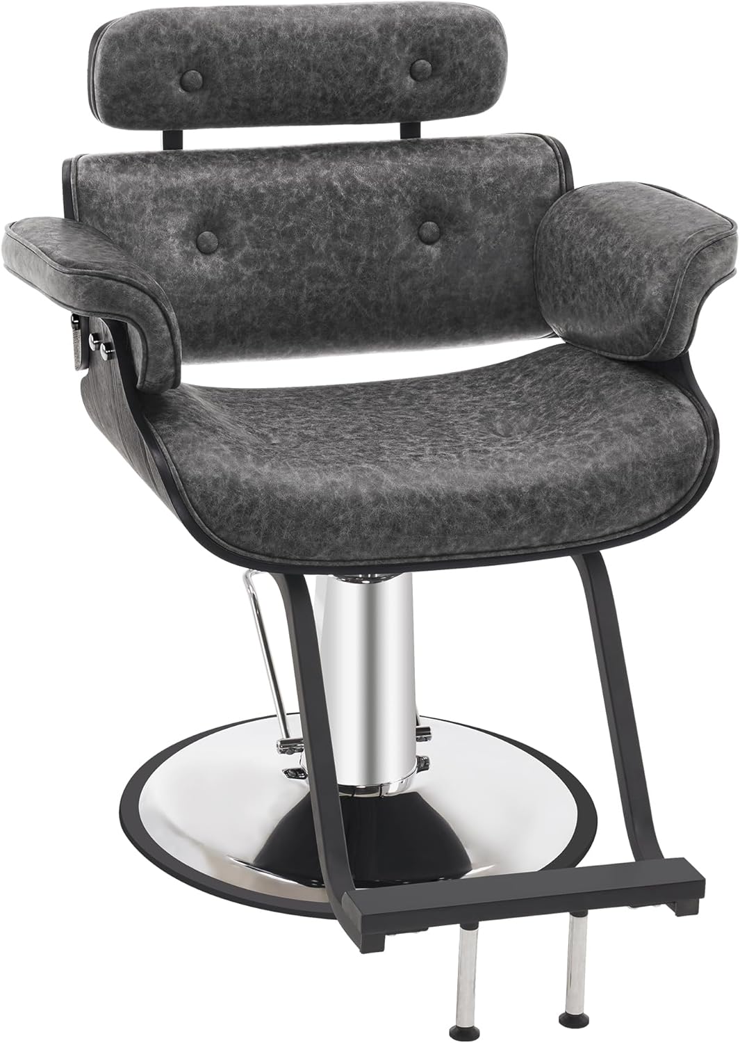 BarberPub Bend Wooden Salon Chair Hydraulic Barber Chair Hair Cutting Beauty Spa Styling Equipment 8261(Dark Grey)