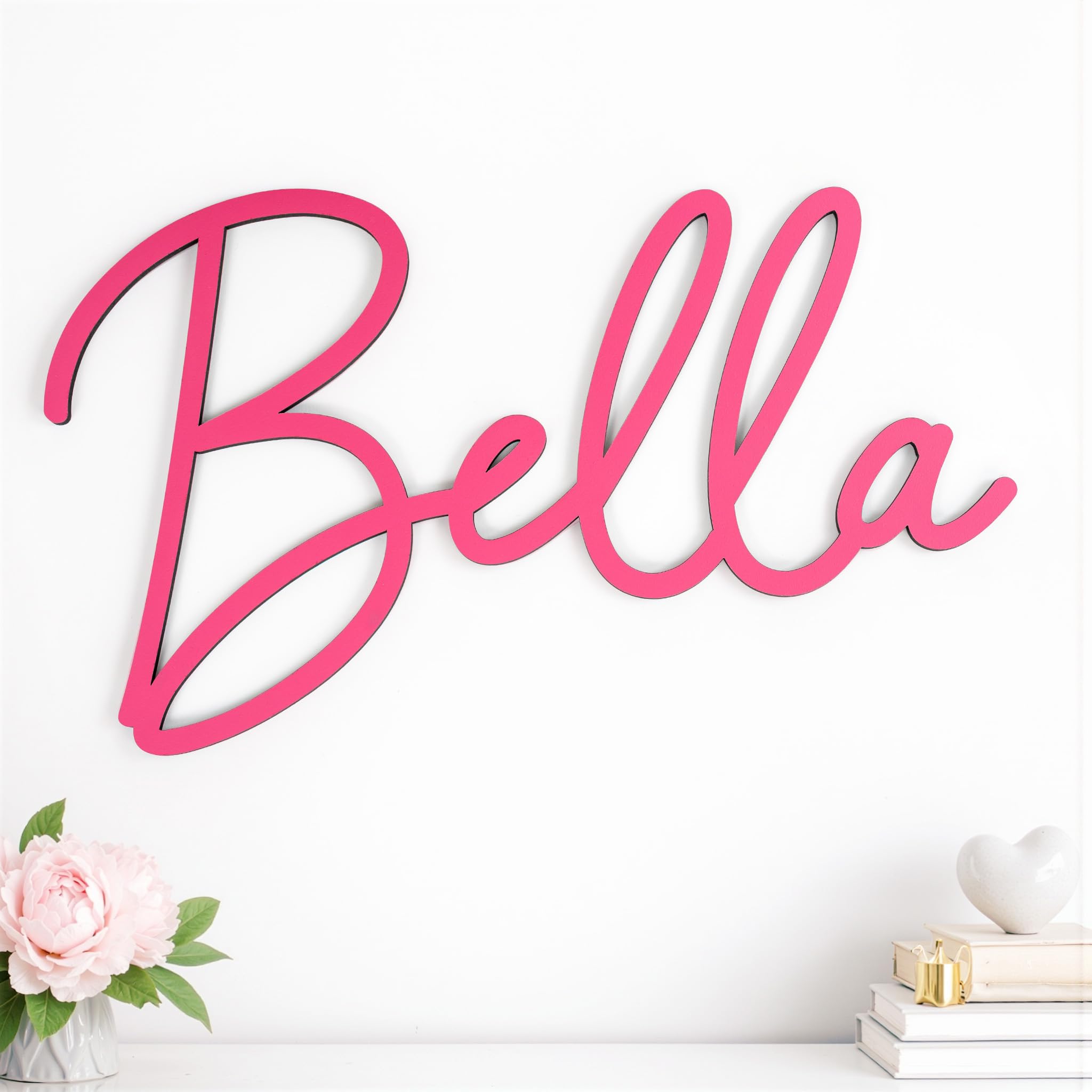 Personalised Wooden Name Sign for Kids Bedroom, Custom Nursery Wall Decor, Baby Name Plaque, Script Wall Hanging