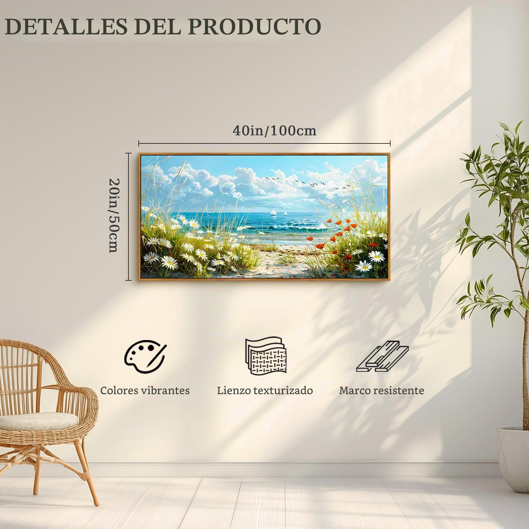 hyidecorart Flores Mar Marcos Cuadros Decoracion Salon Moderno 50x100 cm