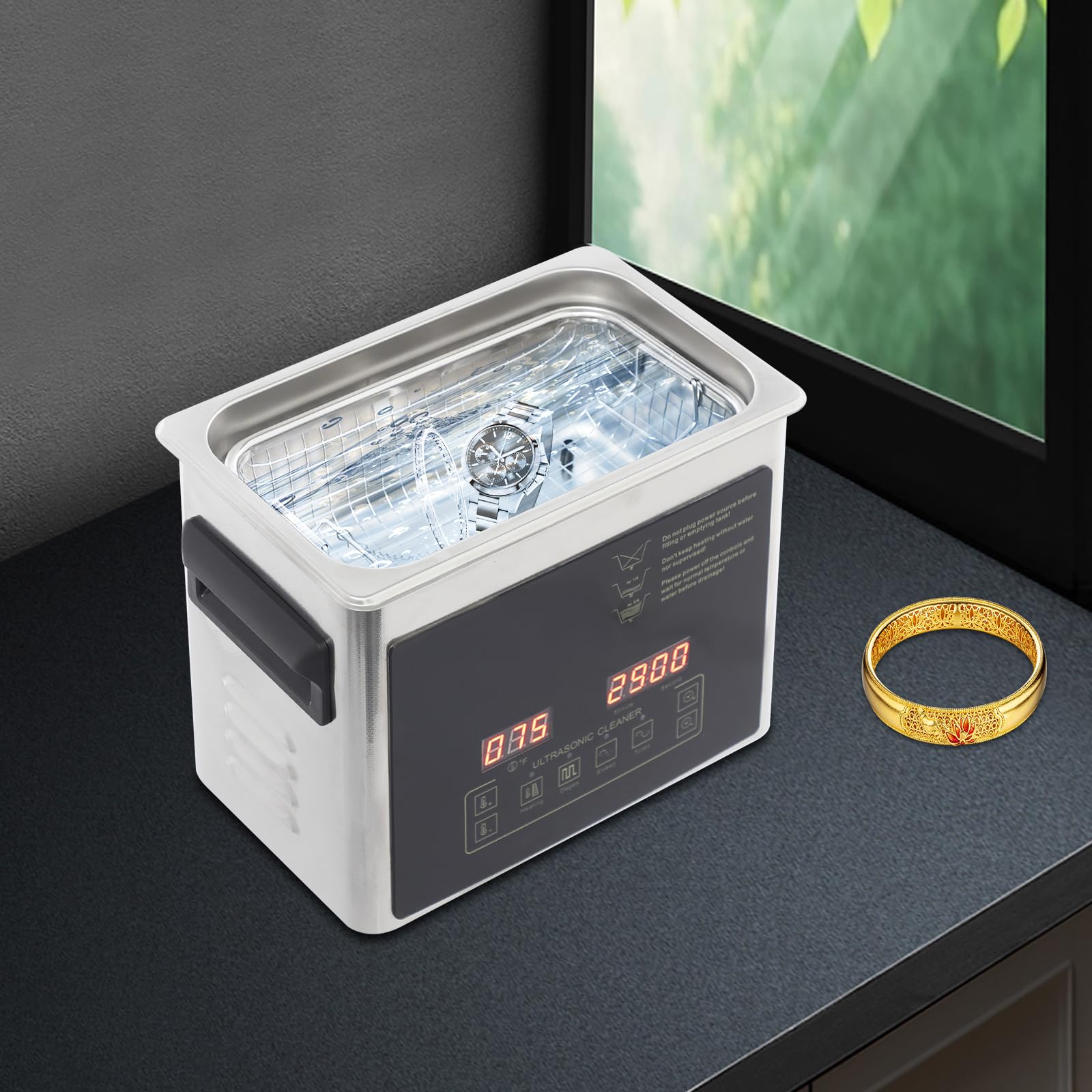 Ultradźwiękowe urządzenie do czyszczenia, podwójna częstotliwość 28/40 kHz 120 W, ogrzewanie, timer 3,2 l, do biżuterii, okularów, zegarków, laboratorium, warsztatu