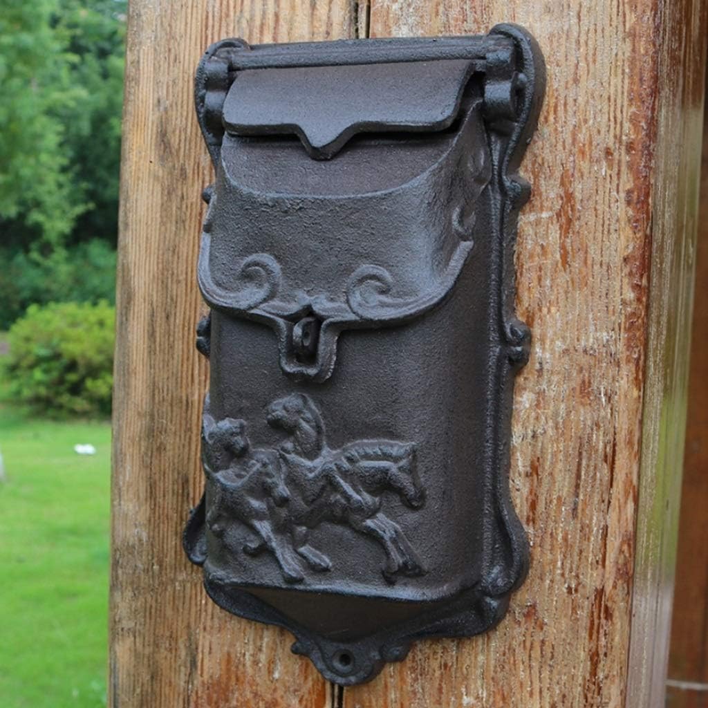 HBJWOV Cast Iron Crafts Retro Old Cast Iron Small Mailbox Mailbox Letter Box Wall Hanging Wall Hanging Garden Decorations