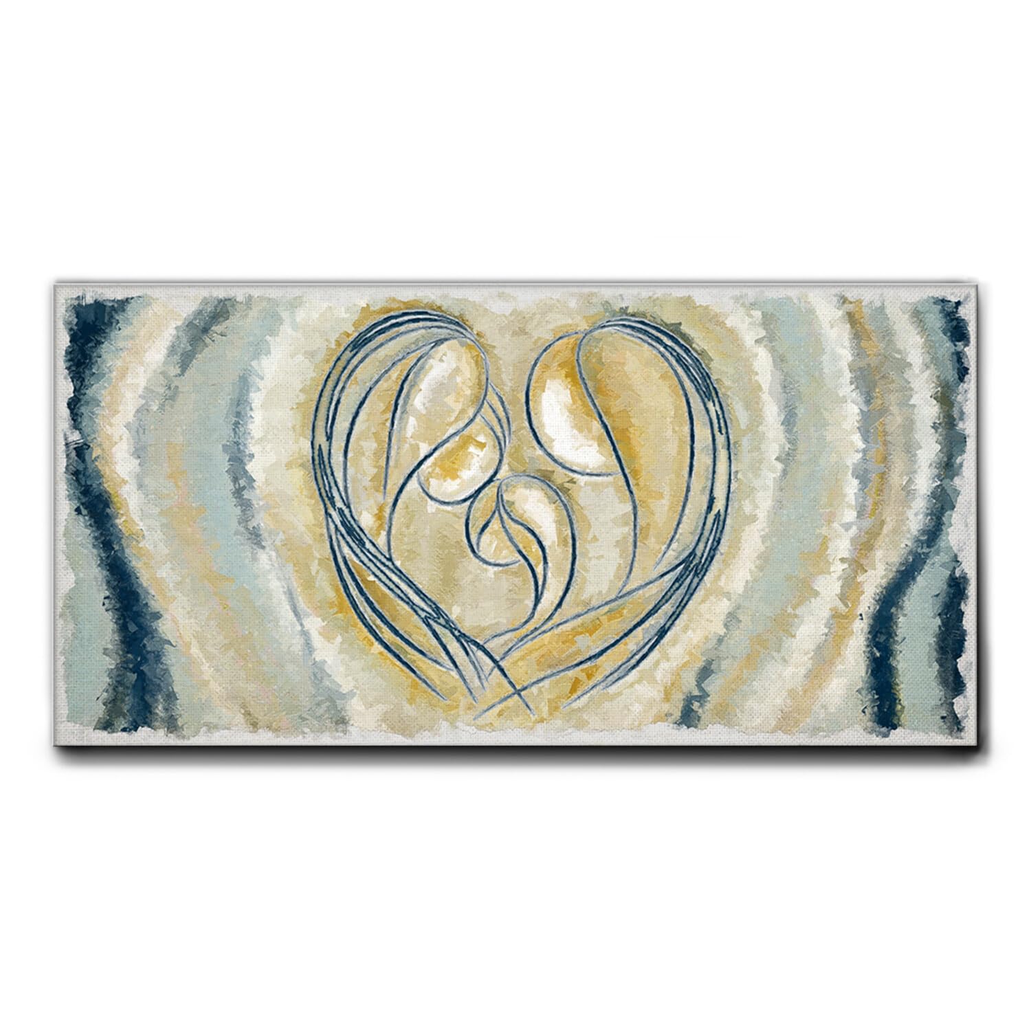 Giallobus - Quadro - 26 - Capezzale Moderno per la casa - Unione Sacra Famiglia - Tela Canvas Telaio Standard - 100x50 - Pronto da Appendere - Quadri Moderni per la casa